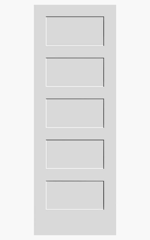 Primed Shaker 5-Panel Interior 1-3/8" Solid Core This hollow-core door features a combination wood and MDF Frame in a 1-3/8" door. Primed Shaker 5-Panel Interior 1-3/8" Solid Core