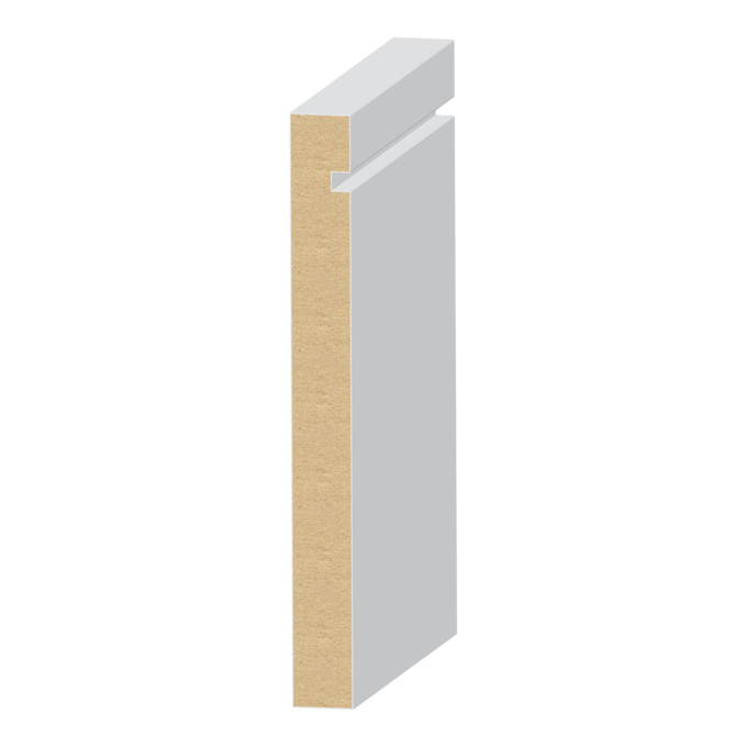 392MUL-5 Baseboard 392MUL-5 9/16"(T) x 5-1/2"(W) x 16'(L) MDF Primed Baseboard - S4S Notched Modern Base 392MUL-5 Baseboard