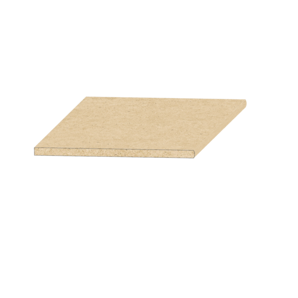 3/4" x 15-1/4" Bullnose Particle Board Shelving.  Sold in 16' Lengths